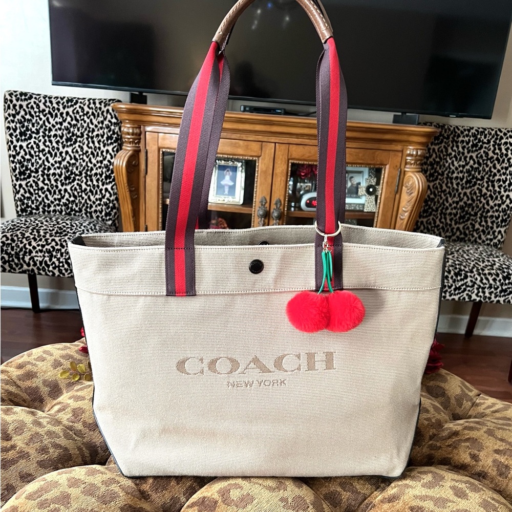 Unisex Colorblock Coach Tote Bag 38